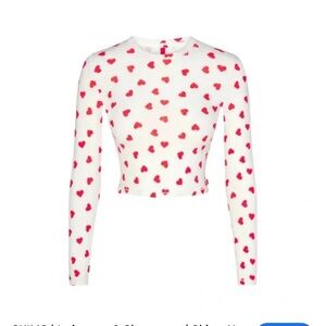 Skims Lana Del Ray Heart Print Long Sleeve Top
